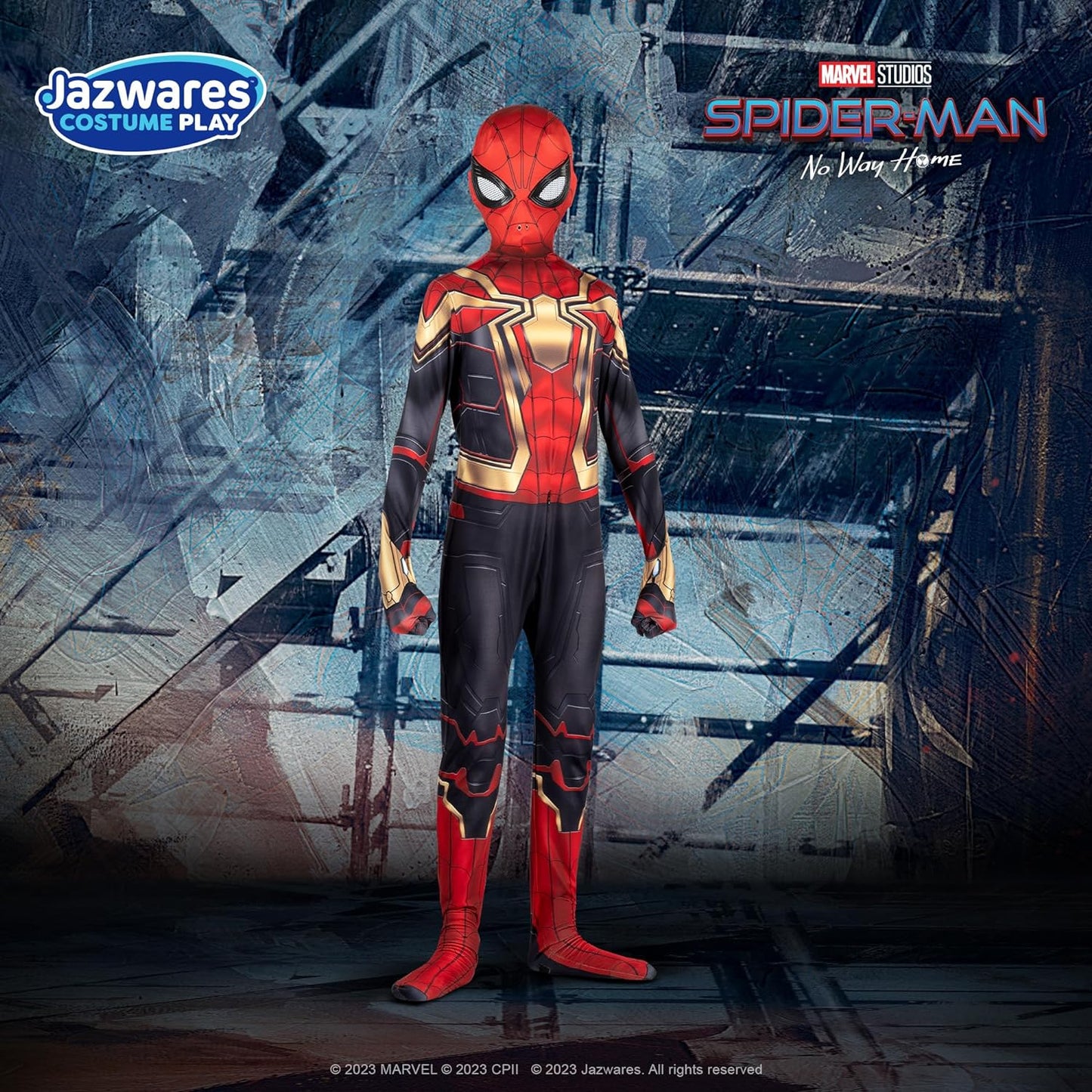 MARVEL Integrated Spider-Man Official Youth Deluxe Zentai Costume - Stretch Spandex with Hidden Zippers and Wrist Slits