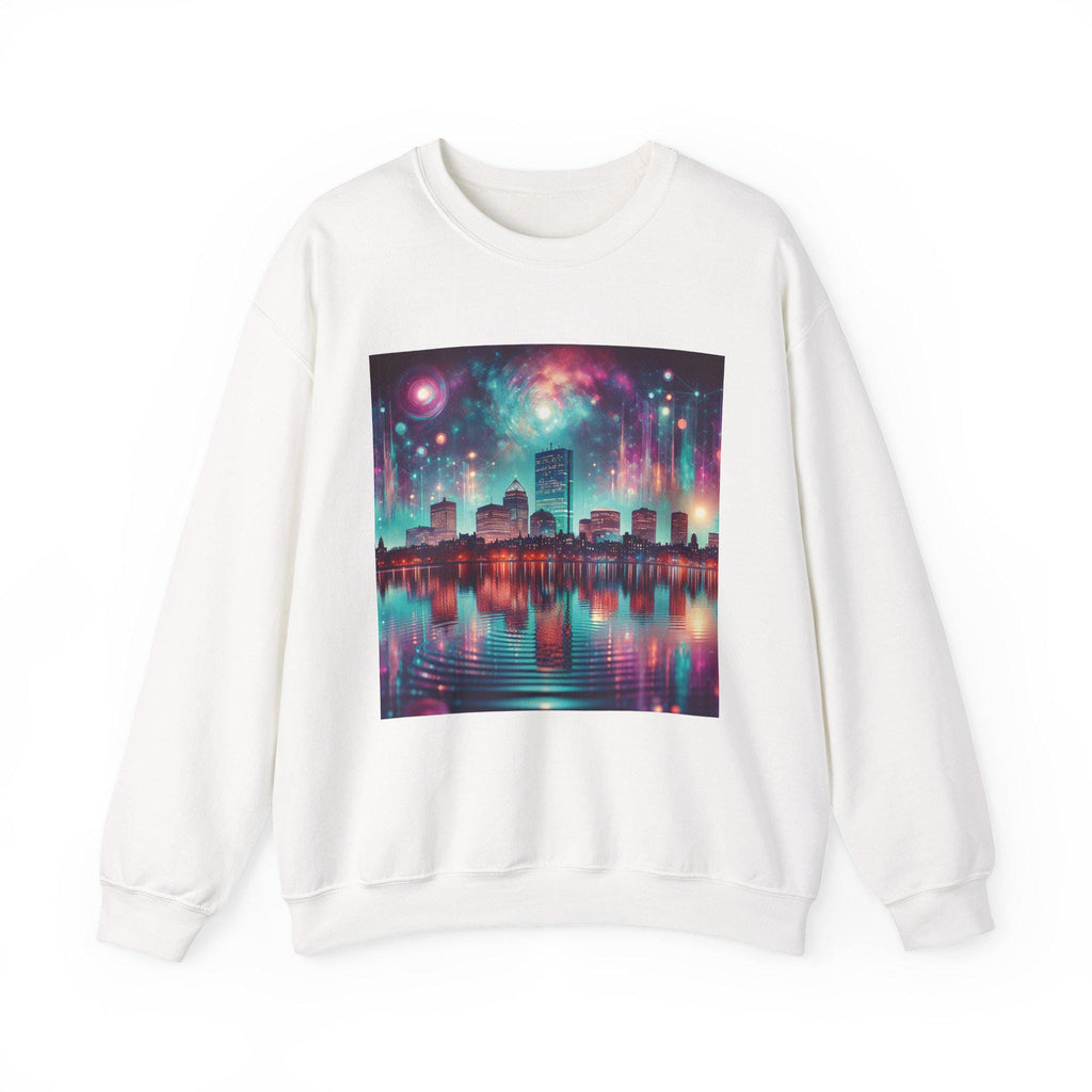Cosmic Cityscape Sweatshirt: Galaxy Artwork, Urban Night Sky Fashion - Clothes The Sale