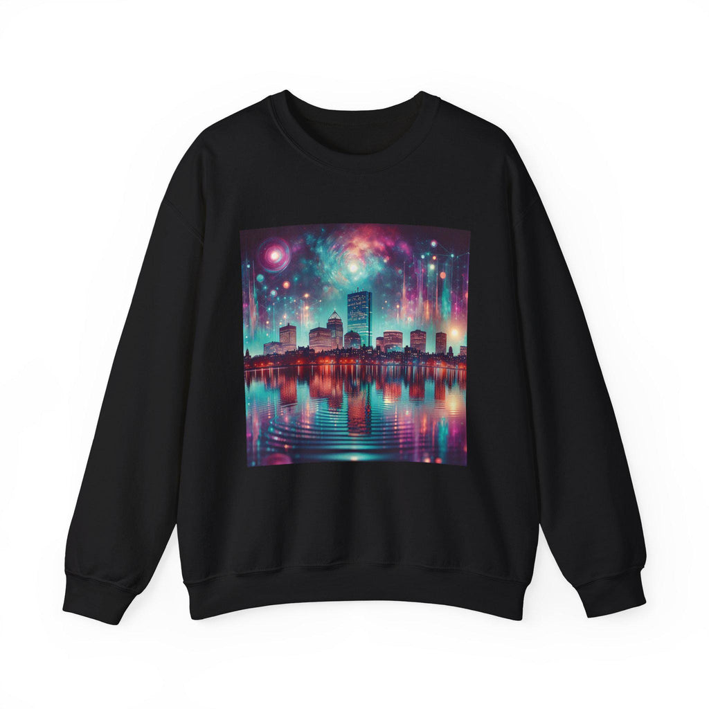 Cosmic Cityscape Sweatshirt: Galaxy Artwork, Urban Night Sky Fashion - Clothes The Sale