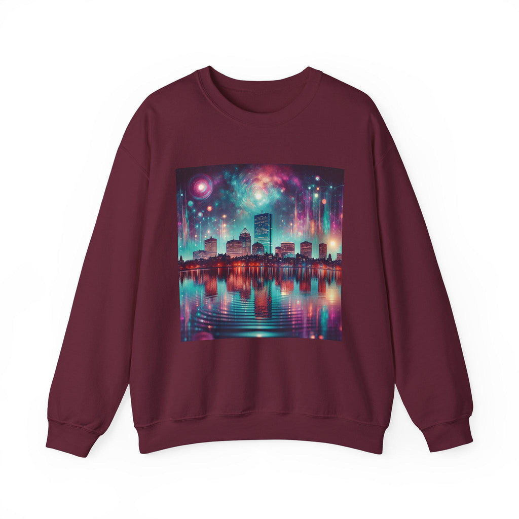 Cosmic Cityscape Sweatshirt: Galaxy Artwork, Urban Night Sky Fashion - Clothes The Sale