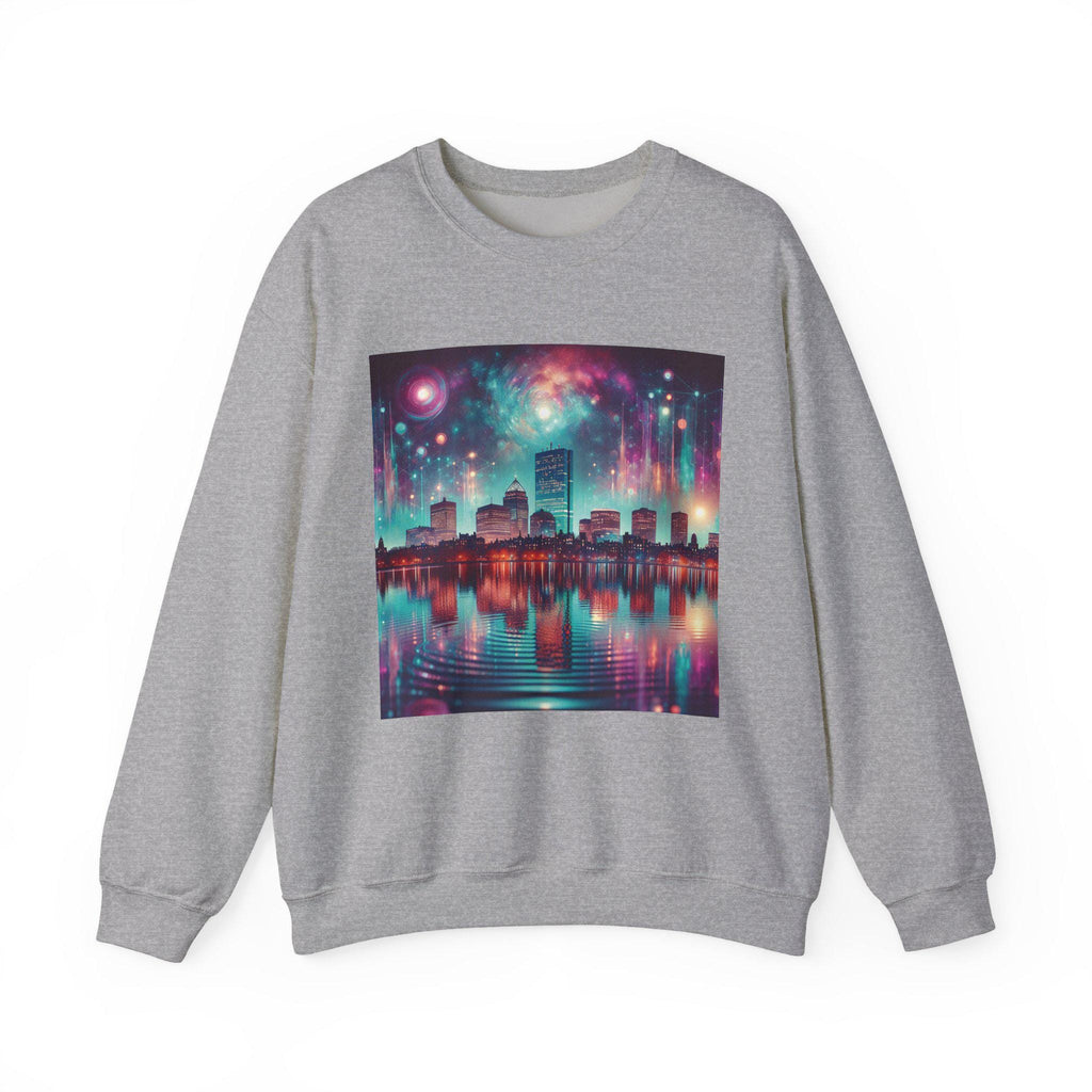 Cosmic Cityscape Sweatshirt: Galaxy Artwork, Urban Night Sky Fashion - Clothes The Sale