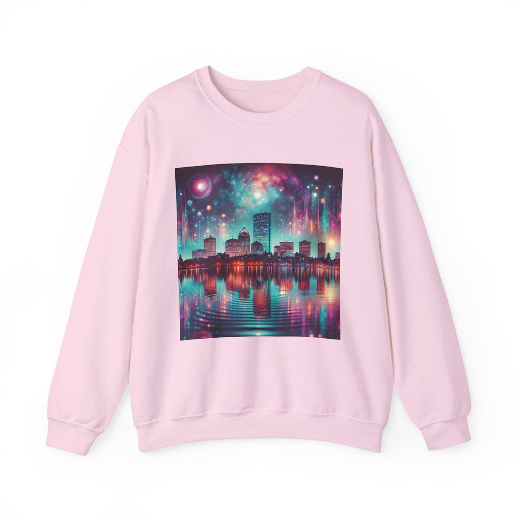 Cosmic Cityscape Sweatshirt: Galaxy Artwork, Urban Night Sky Fashion - Clothes The Sale