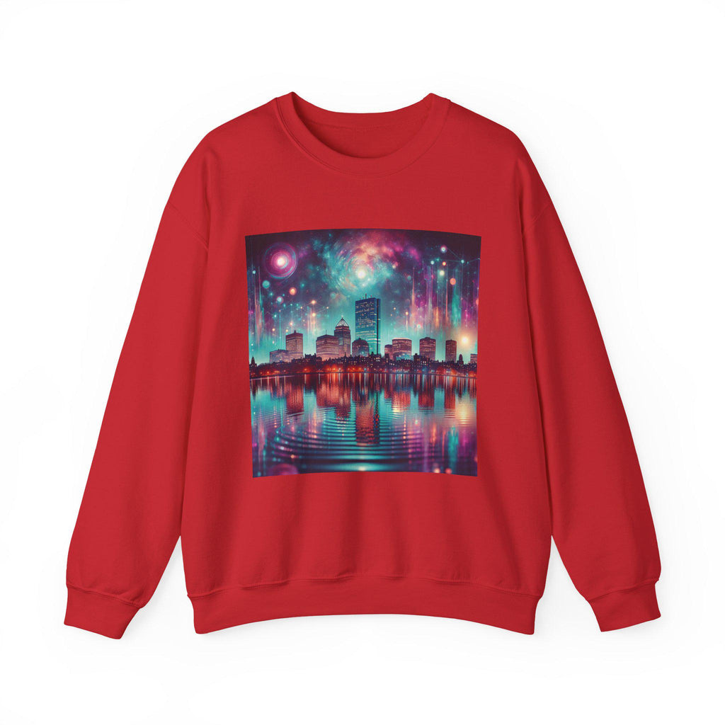 Cosmic Cityscape Sweatshirt: Galaxy Artwork, Urban Night Sky Fashion - Clothes The Sale